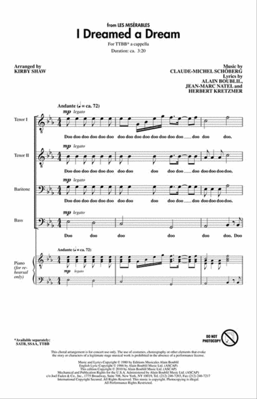 I Dreamed a Dream I Dreamed a Dream TTBB scores gallery preview page 2