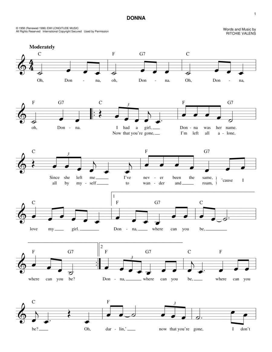 Donna Piano scores gallery preview page 1