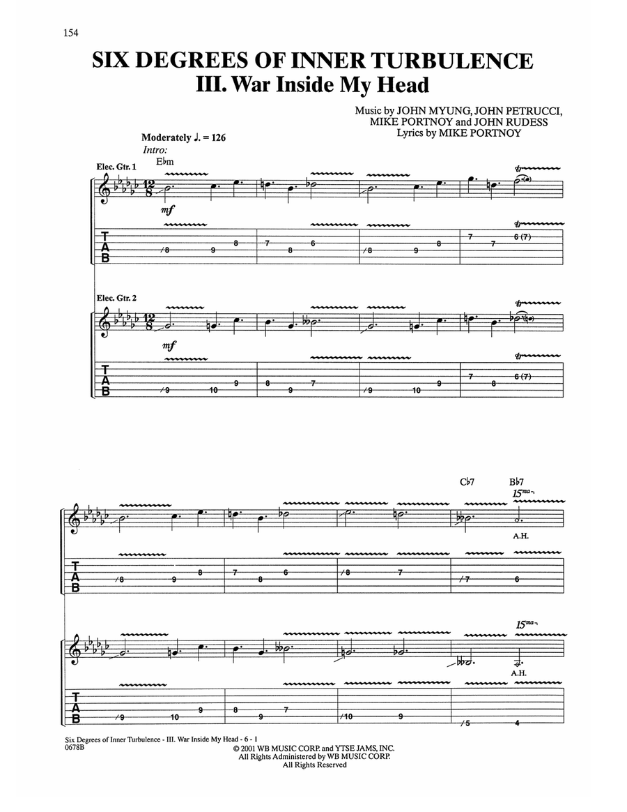 Six Degrees Of Inner Turbulence: III. War Inside My Head Acoustic Guitar scores gallery preview page 1