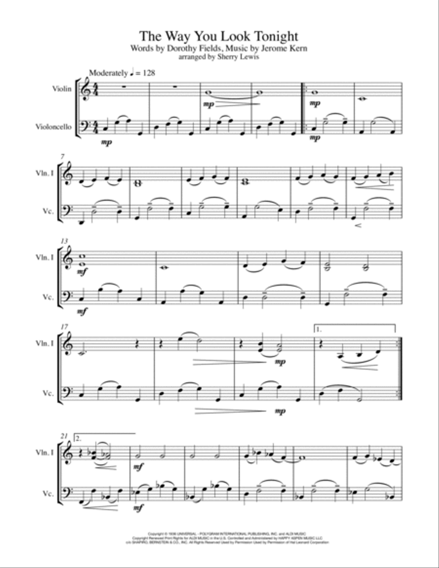 The Way You Look Tonight String Duet scores gallery preview page 4