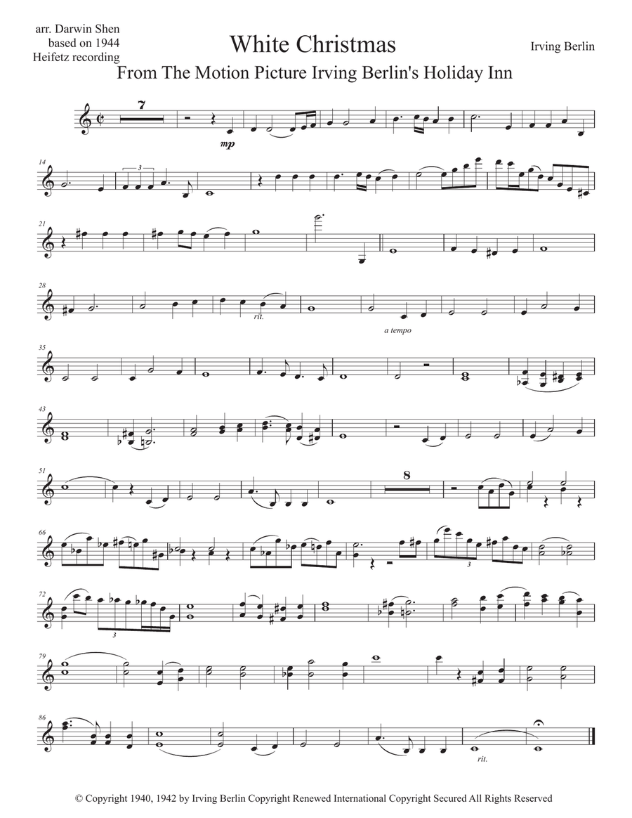 White Christmas Violin Solo scores gallery preview page 1