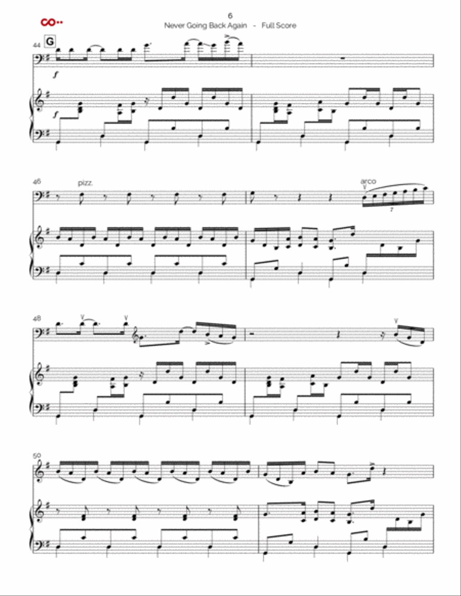 Never Going Back Again String Duet scores gallery preview page 6