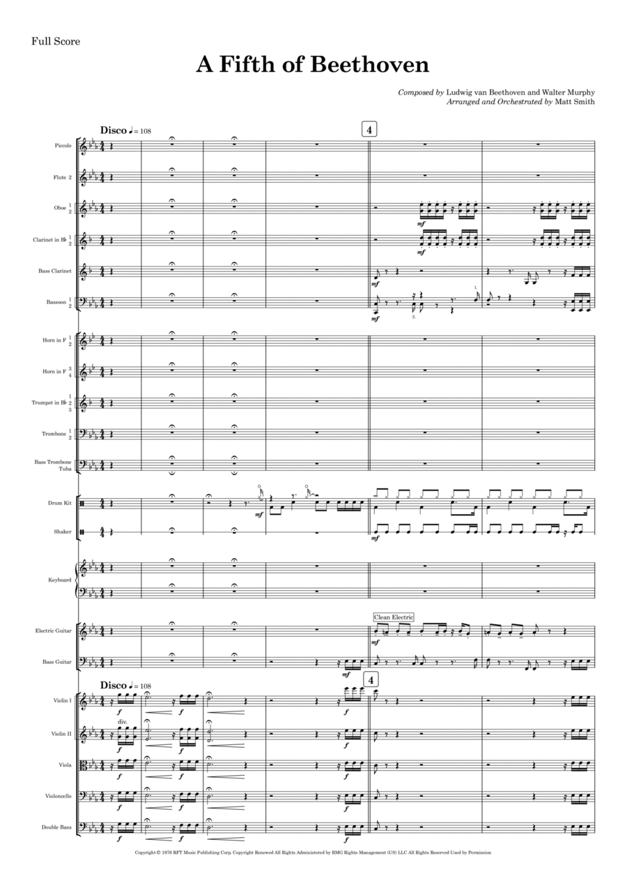 A Fifth Of Beethoven Full Orchestra scores gallery preview page 1