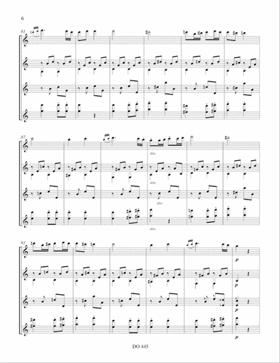 Symphony No. 7, IInd movement Guitar Ensemble scores gallery preview page 6