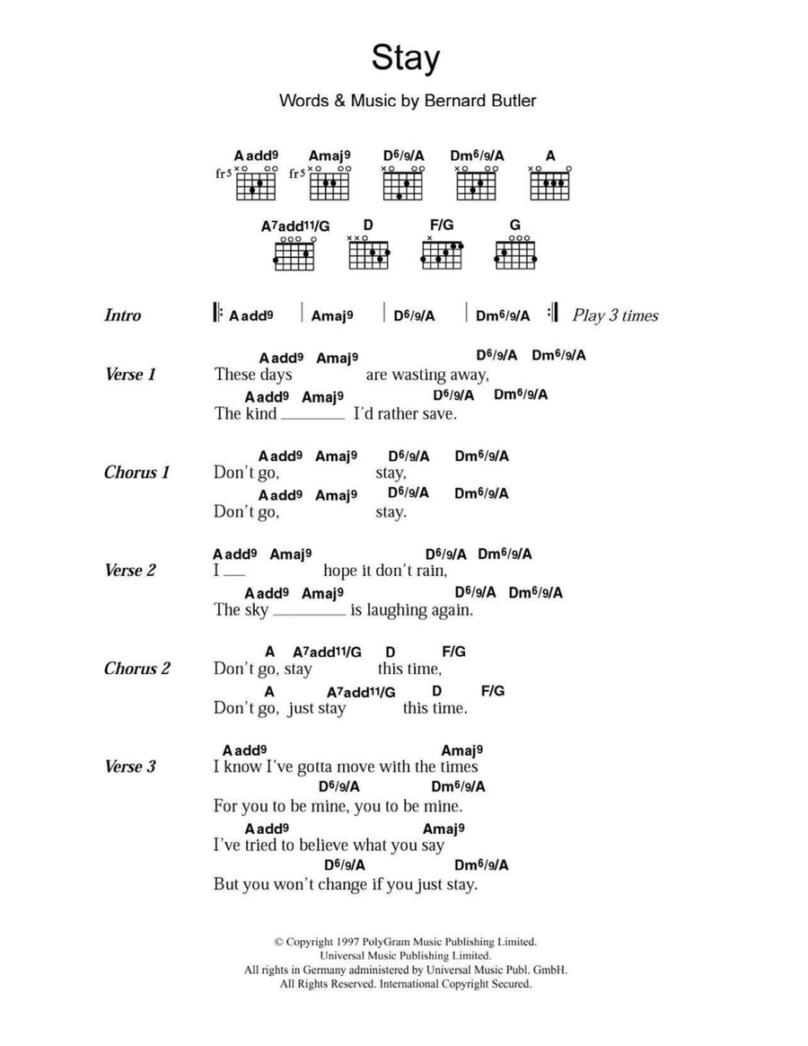 Stay Easy Guitar scores gallery preview page 1