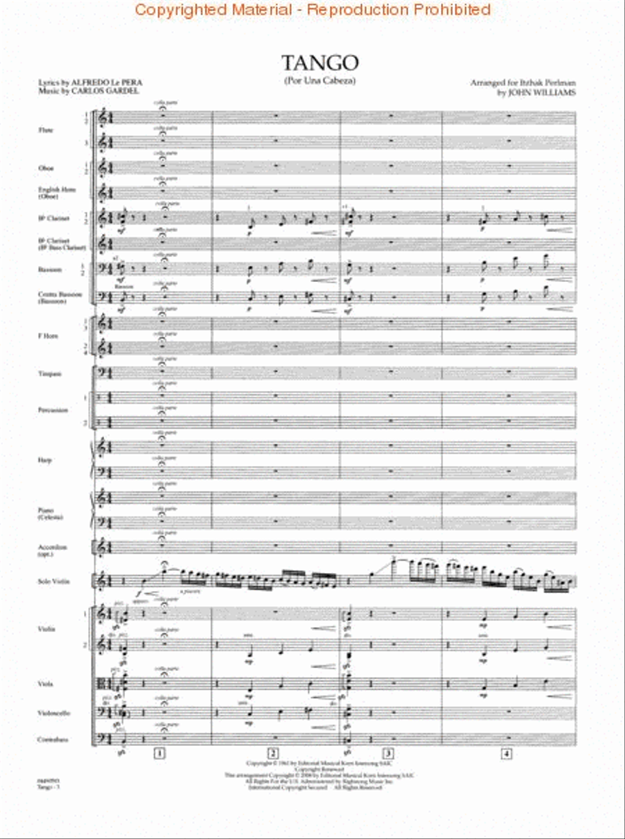 Tango (Por Una Cabeza) Full Orchestra scores gallery preview page 2