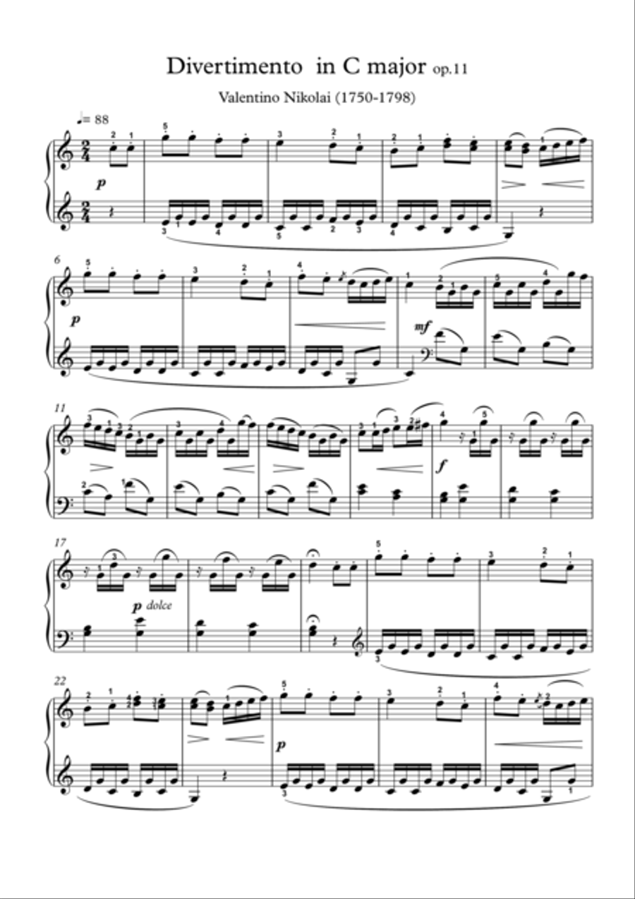 Divertimento in C major Piano Solo scores gallery preview page 1