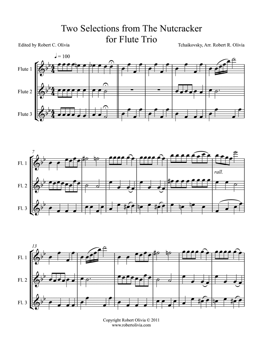 Two Selections from the Nutcracker for Flute Trio Flute Trio scores gallery preview page 1