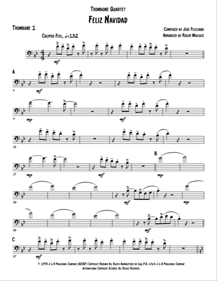 Feliz Navidad Brass Quartet scores gallery preview page 4
