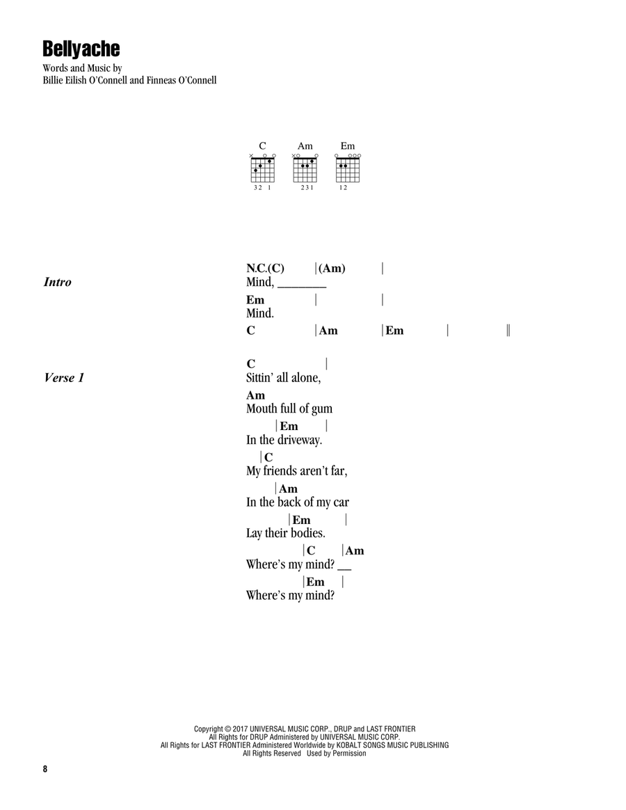bellyache Acoustic Guitar scores gallery preview page 1