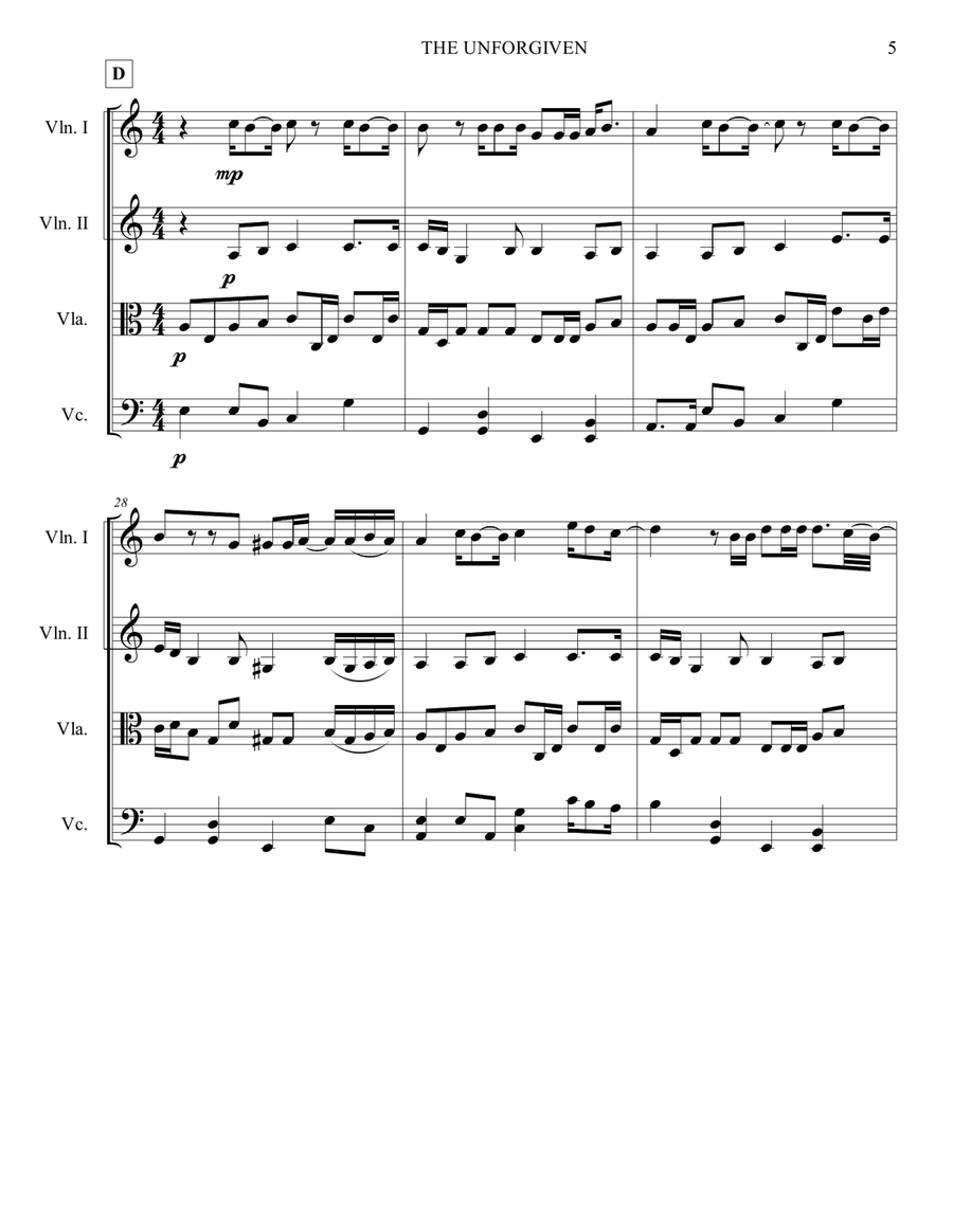 The Unforgiven The Unforgiven String Quartet scores gallery preview page 5