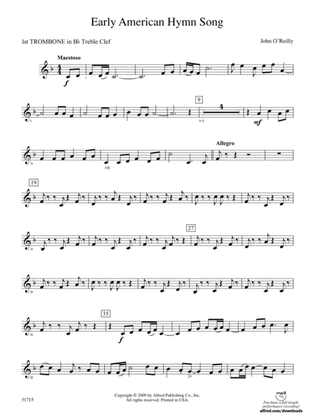 Early American Hymn Song: (wp) 1st B-flat Trombone T.C.