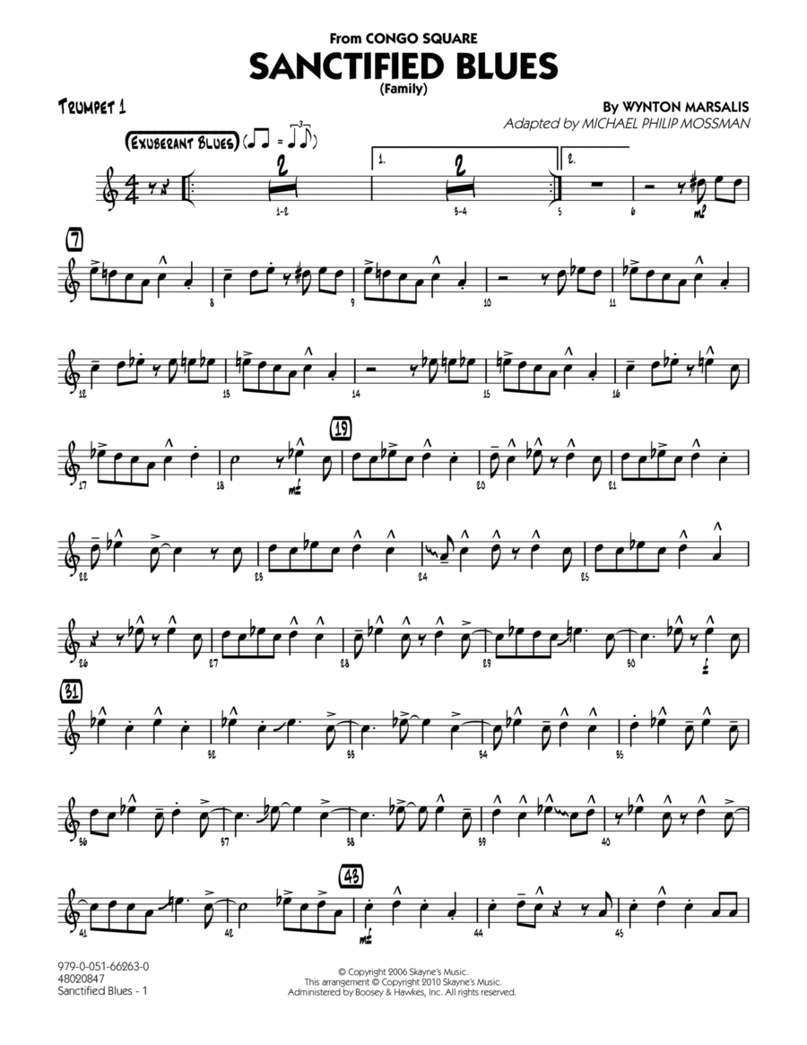 Sanctified Blues (Family) - Trumpet 1 Jazz Ensemble scores gallery preview page 1