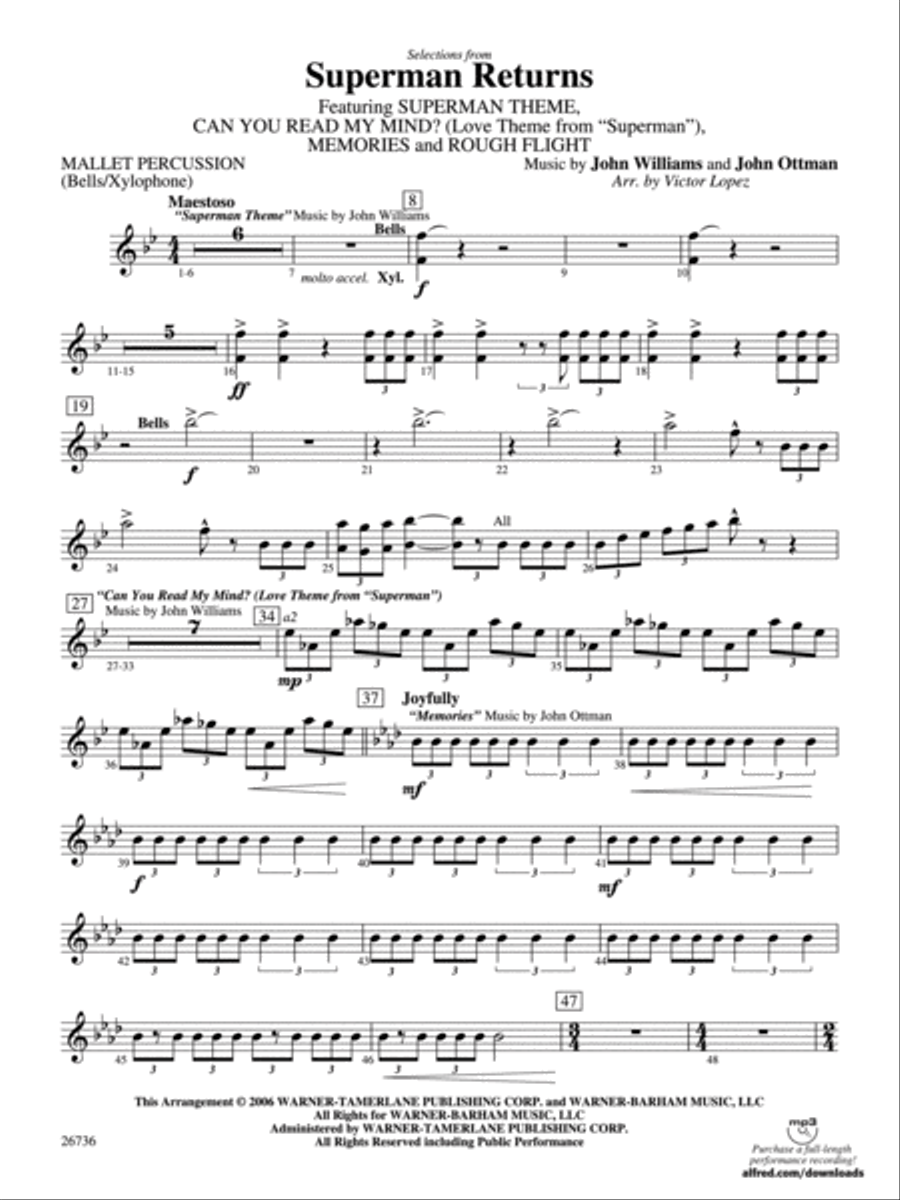 Superman Returns: Mallets Concert Band scores gallery preview page 1