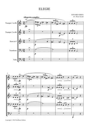 Book cover for E. Grieg: Elegie (Brass Quintet)