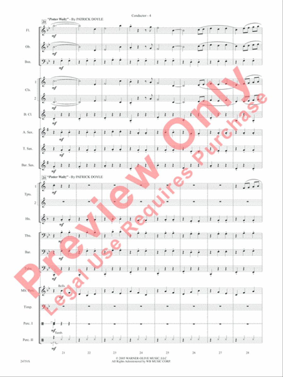 Harry Potter and the Goblet of Fire, Selections from Concert Band scores gallery preview page 7