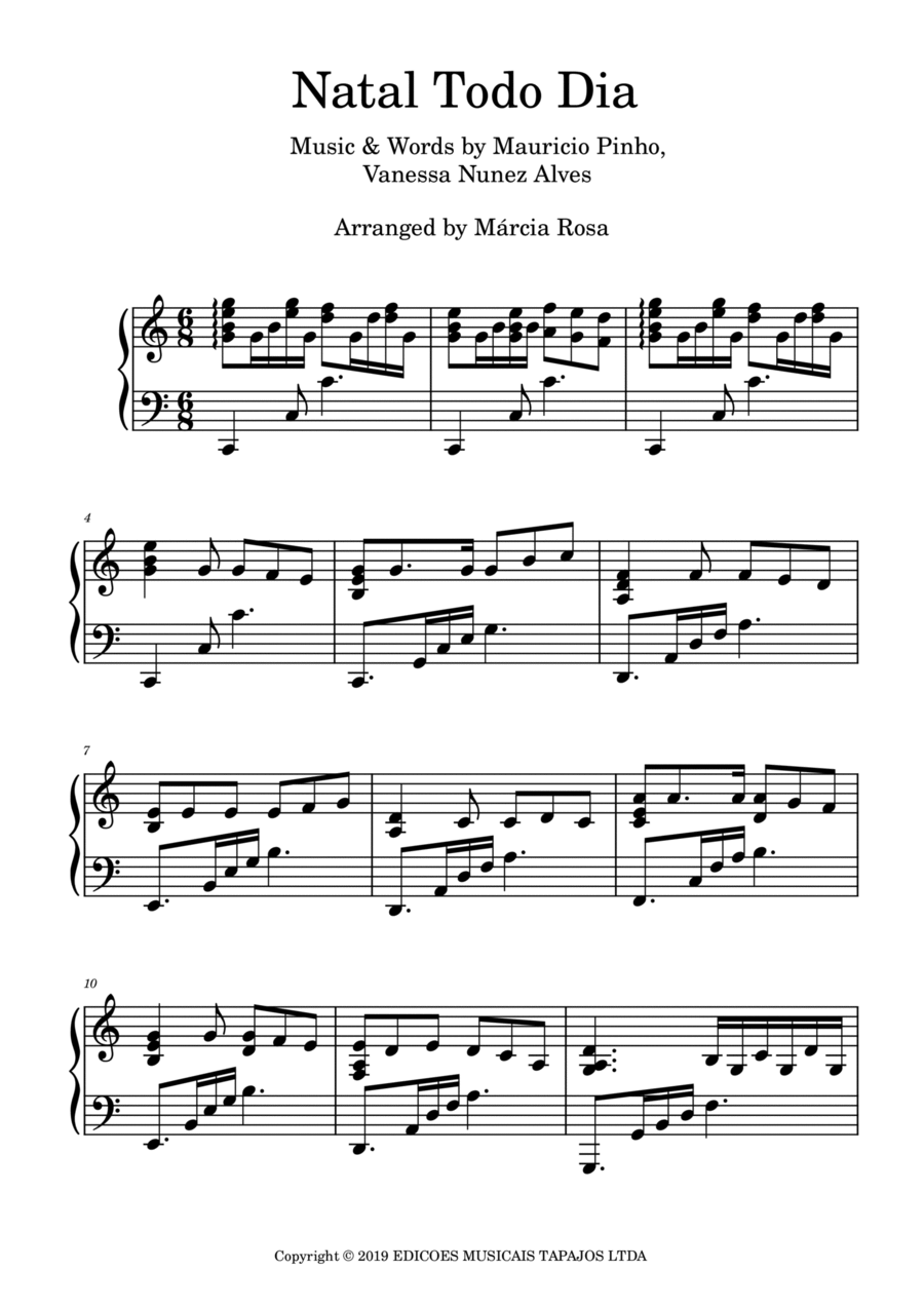Natal Todo Dia (inclusao) Eu Adoro A Noite De Nata Piano Solo scores gallery preview page 1