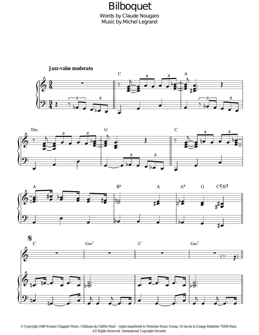 Bilboquet Piano, Vocal, Guitar scores gallery preview page 1