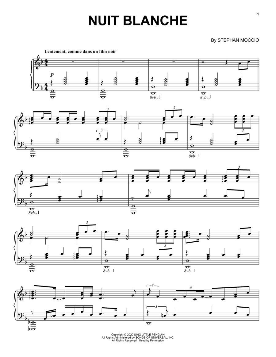 Nuit Blanche Nuit Blanche Piano Solo scores gallery preview page 1