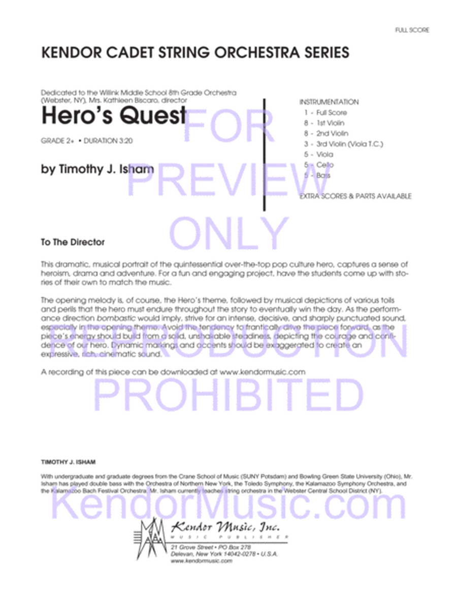Hero's Quest (Full Score)