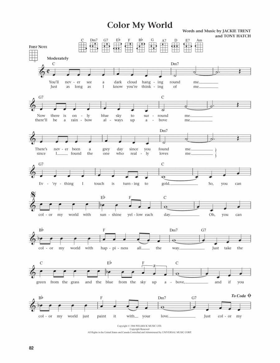 Color My World (from The Daily Ukulele) (arr. Jim Beloff) Ukulele scores gallery preview page 1