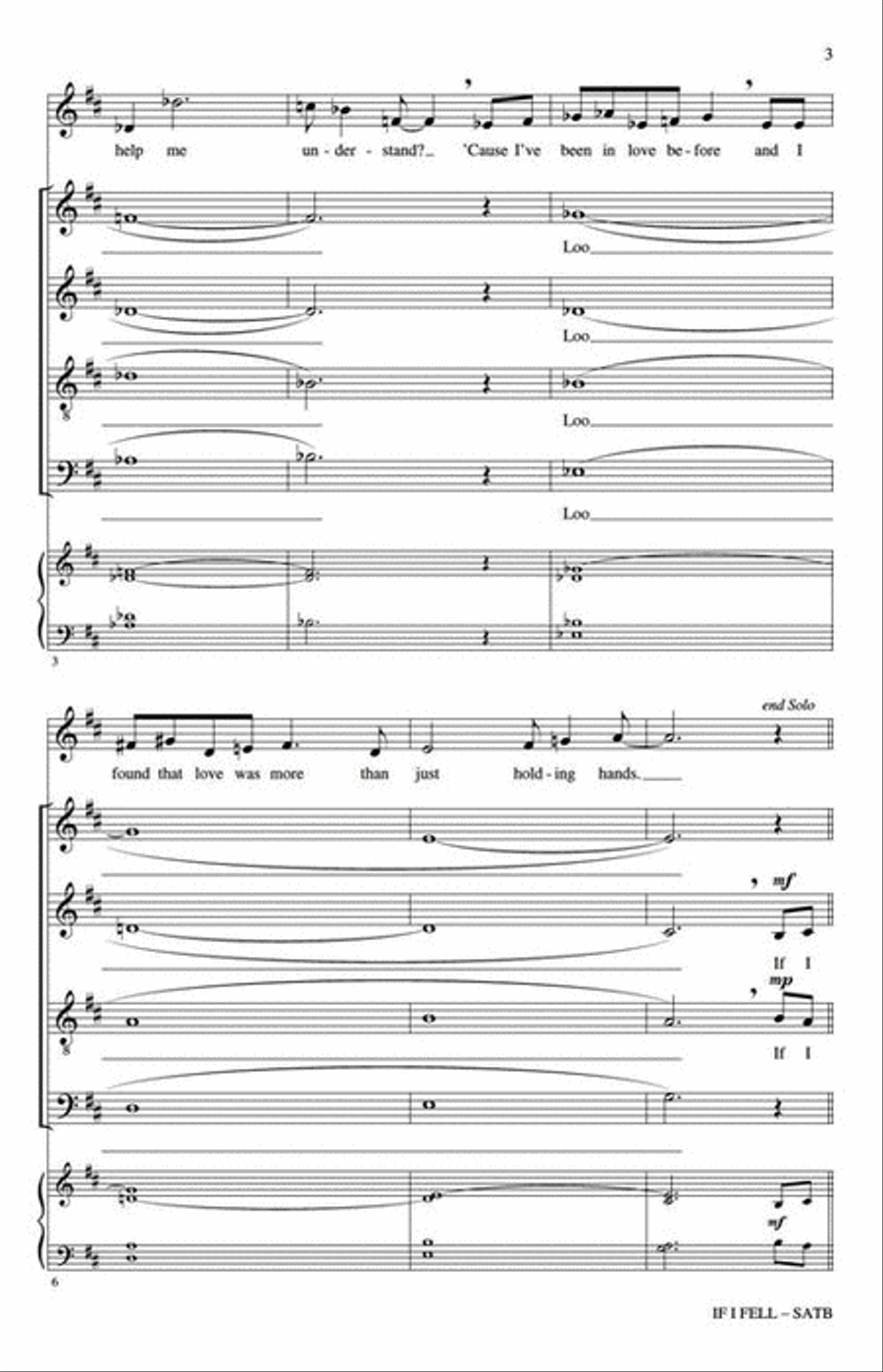 If I Fell If I Fell 4-Part scores gallery preview page 4