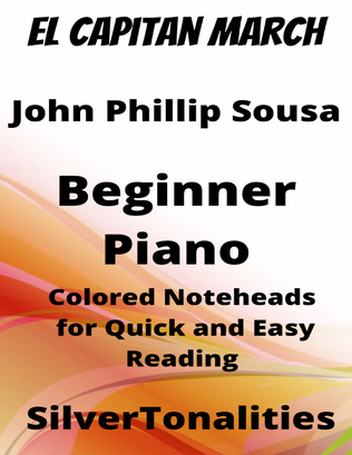 El Capitan March Beginner Piano Sheet Music with Colored Notation
