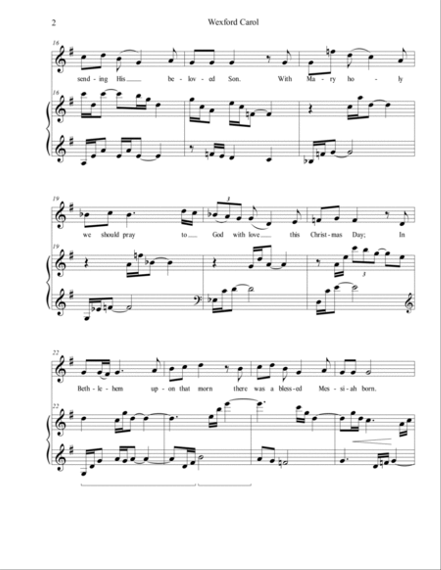 Wexford Carol, arr. Brenda Portman (voice/flute/piano) Flute scores gallery preview page 2