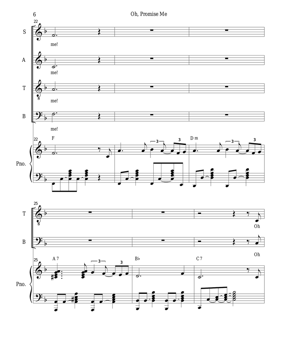 Oh, Promise Me (SATB) 4-Part scores gallery preview page 6