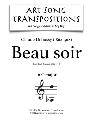 Book cover for DEBUSSY: Beau soir (transposed to C major)