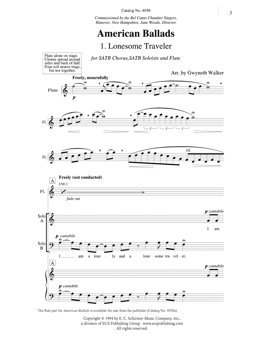 American Ballads: 1. Lonesome Traveler 4-Part scores gallery preview page 1