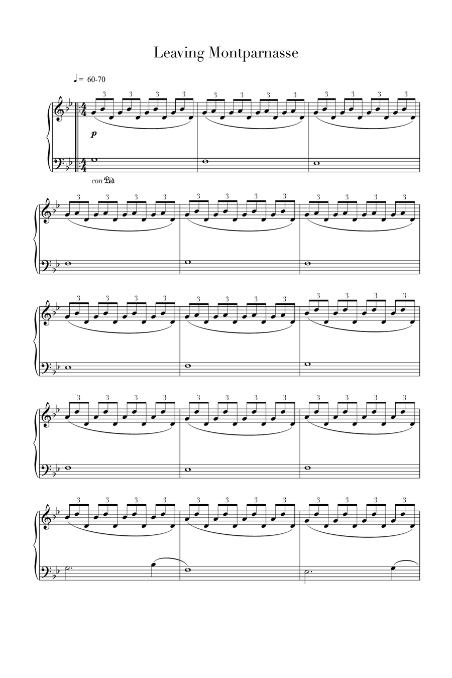 Leaving Montparnasse Piano Solo scores gallery preview page 1