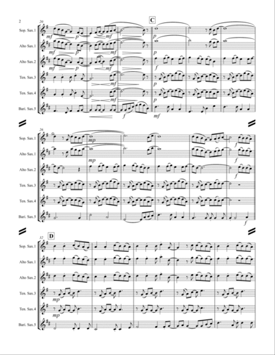 Here I Am To Worship Saxophone Quintet scores gallery preview page 3