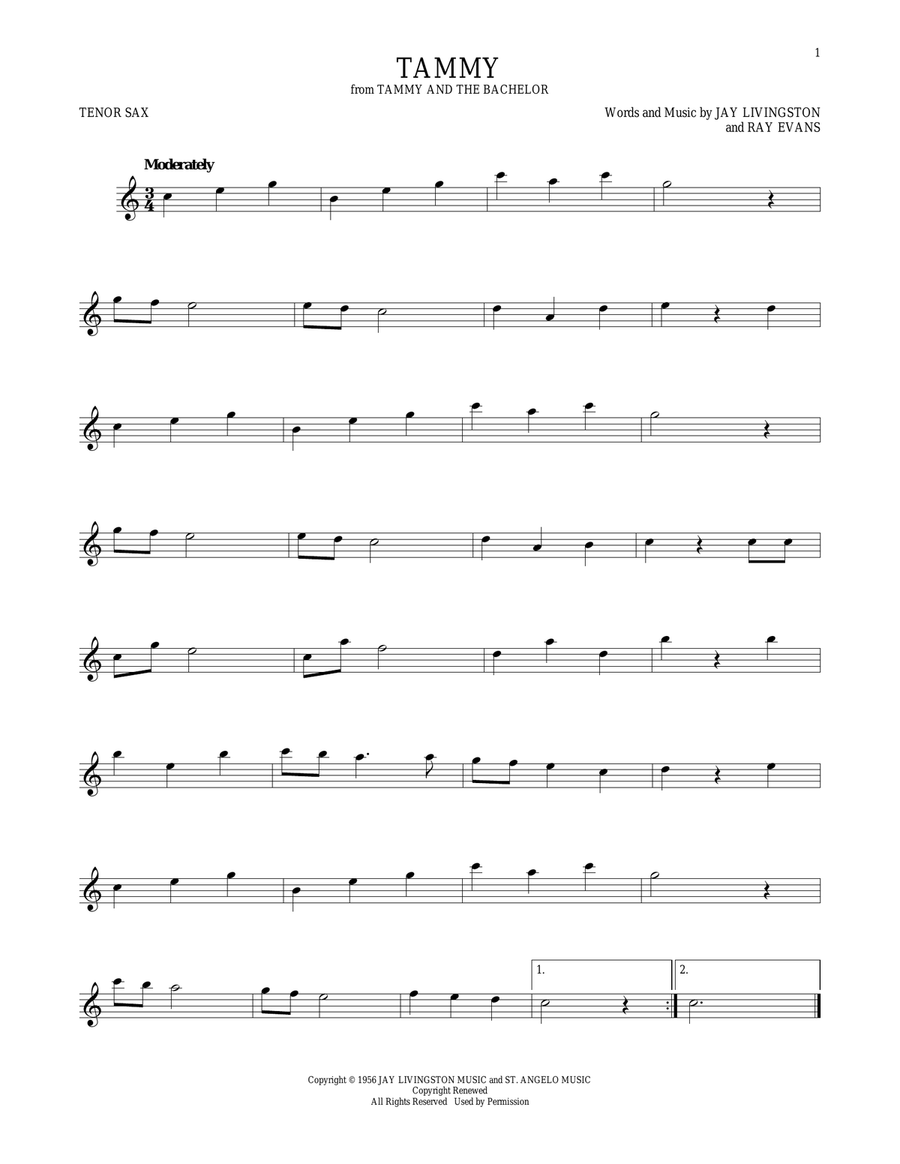 Tammy Tenor Saxophone scores gallery preview page 1