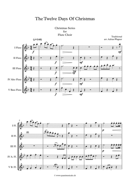 "The Twelve Days Of Christmas" Flute Choir arr. Adrian Wagner image number null