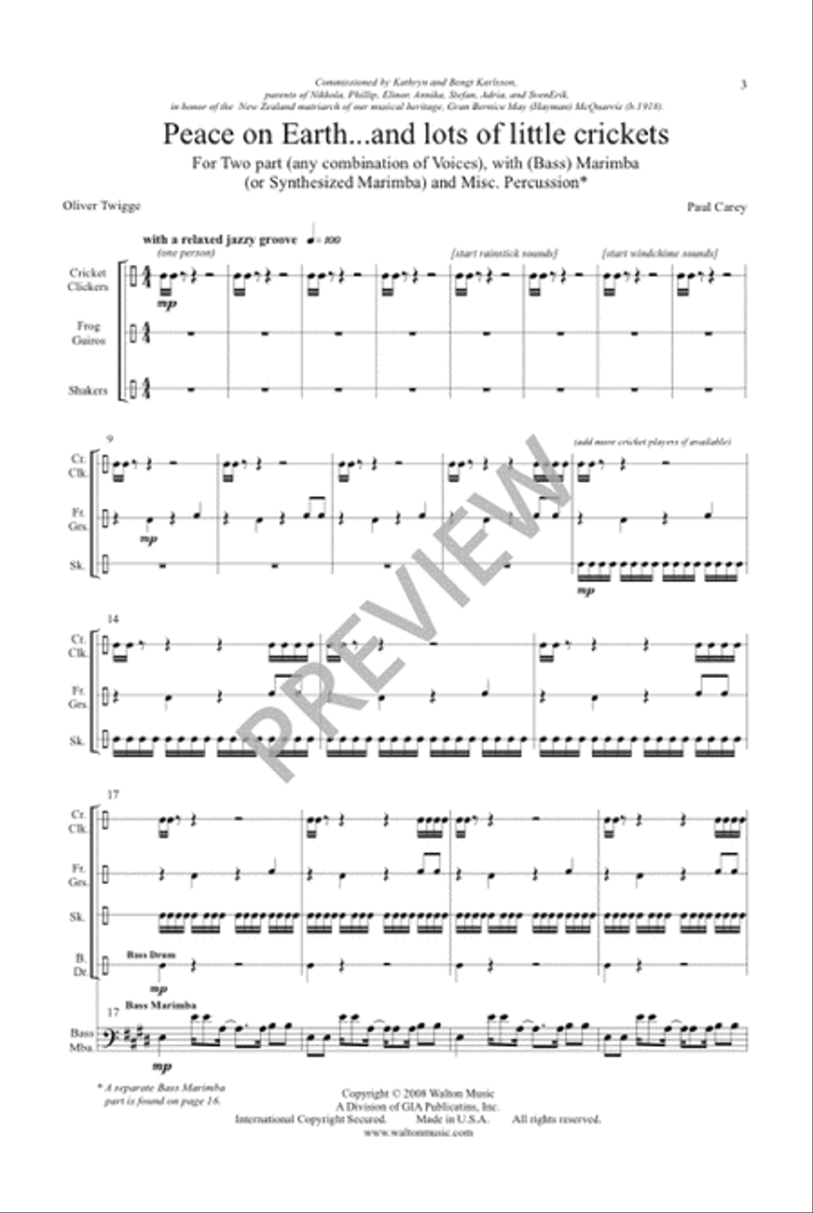 Peace on Earth...and lots of little crickets 2-Part scores gallery preview page 2