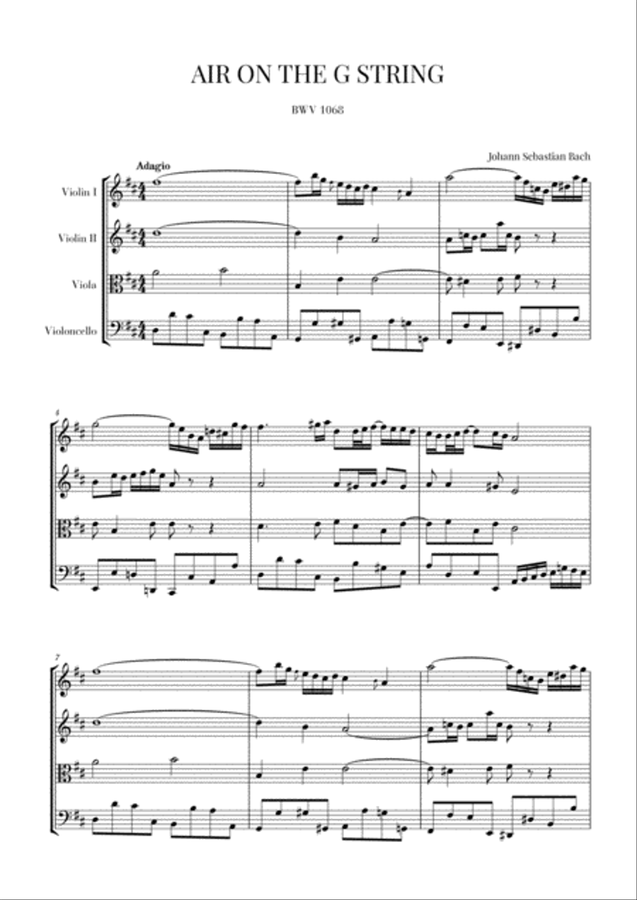 Air on G String for String Quartet String Quartet scores gallery preview page 1
