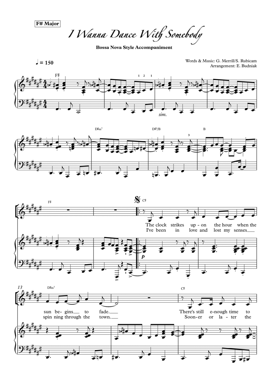 I Wanna Dance With Somebody Voice scores gallery preview page 1
