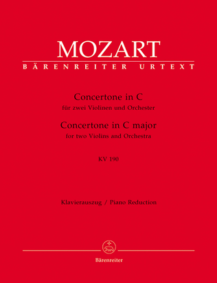 Book cover for Concertone for two Violins and Orchestra C major, KV 190 (166b, KV6:186 E)