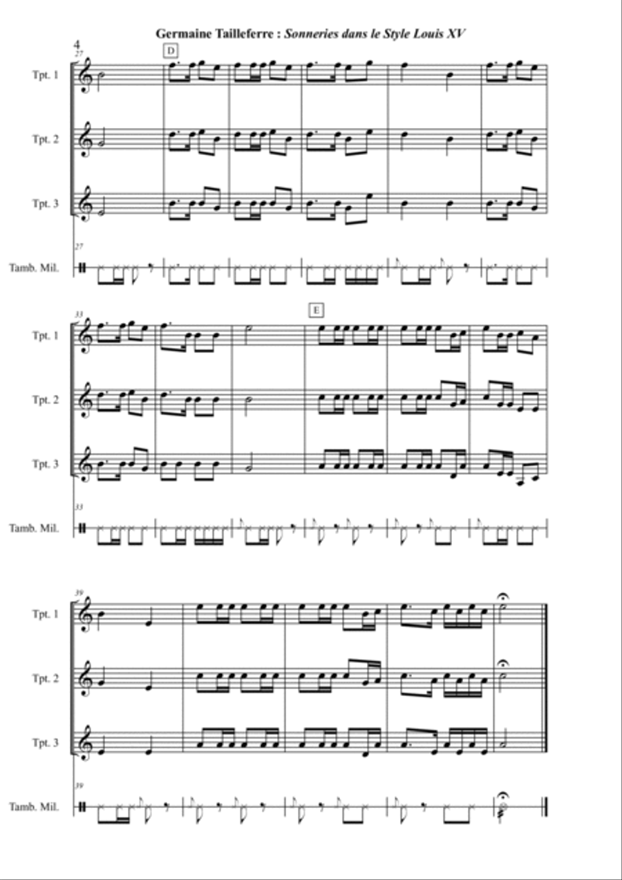 Germaine Tailleferre : Sonneries dans le Style Louis XV Chamber Music scores gallery preview page 4