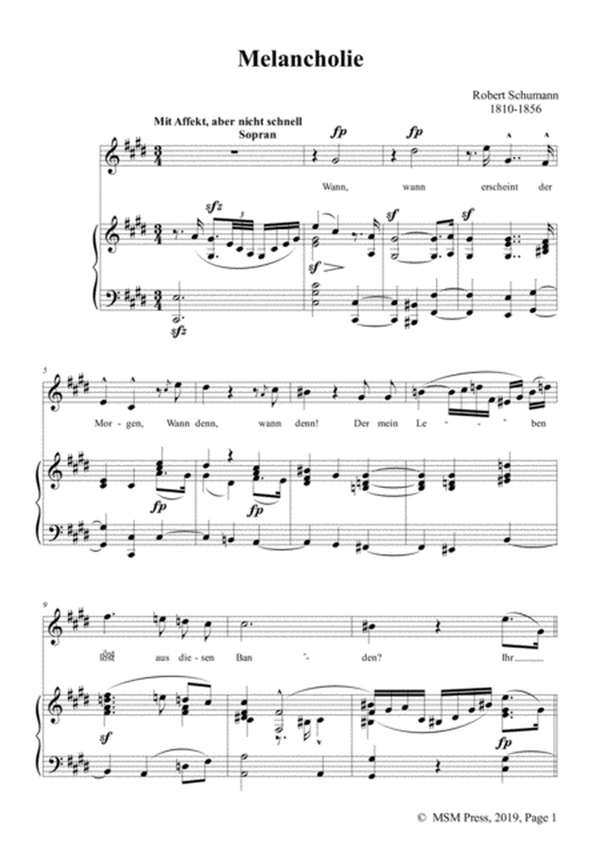 Schumann-Melancholie,Op.74 No.6,in c sharp minor,for Voice&Piano