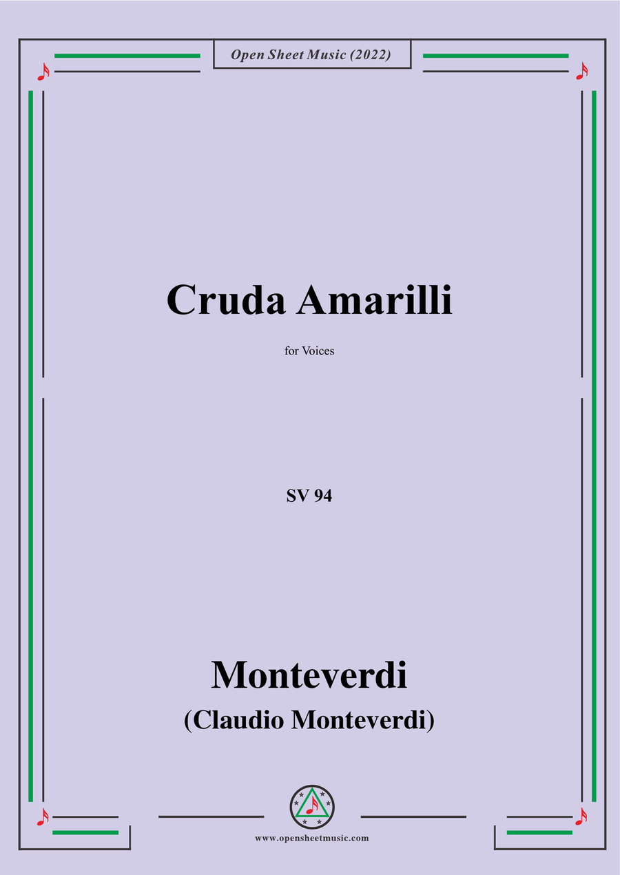 Monteverdi-Cruda Amarilli,SV 94,Voices Choir scores gallery preview page 1