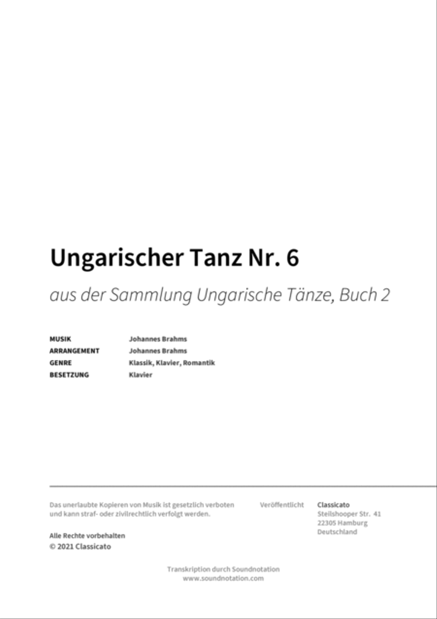 Ungarischer Tanz Nr. 6 Ungarischer Tanz Nr. 6 Piano scores gallery preview page 2