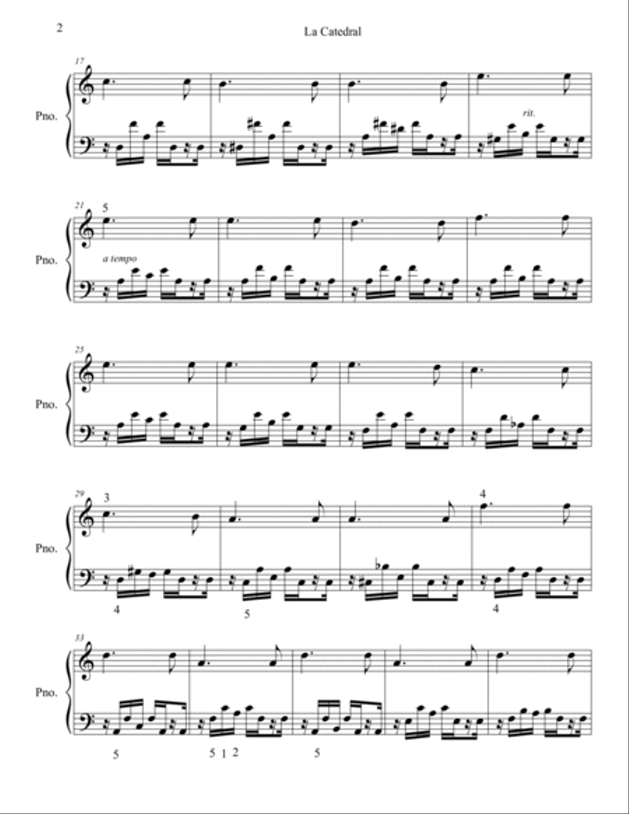 La Catedral for Piano La minor Piano Solo scores gallery preview page 2