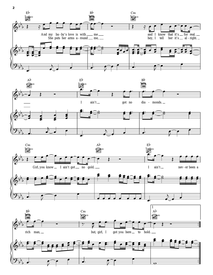 Diamonds Piano, Vocal, Guitar scores gallery preview page 2