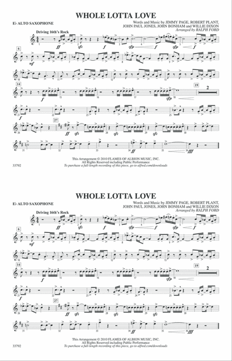 Whole Lotta Love: E-flat Alto Saxophone Marching Band scores gallery preview page 1