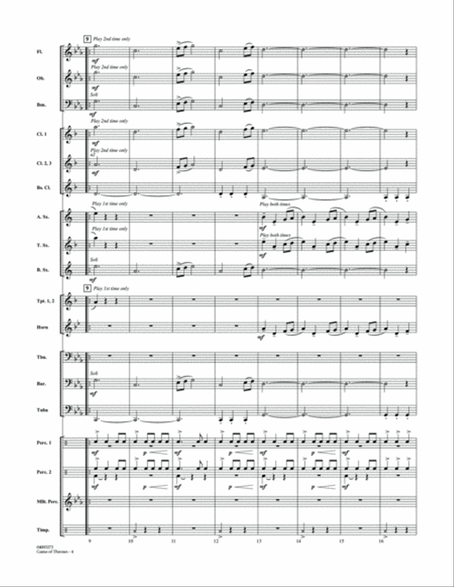 Game Of Thrones (arr. Michael Brown) - Conductor Score (Full Score) Concert Band scores gallery preview page 3