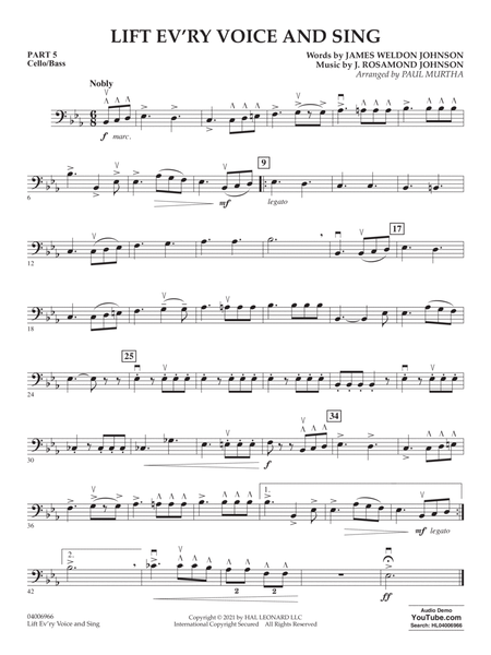 Lift Ev'ry Voice And Sing (arr. Paul Murtha) - Pt. 5 - Cello/Bass
