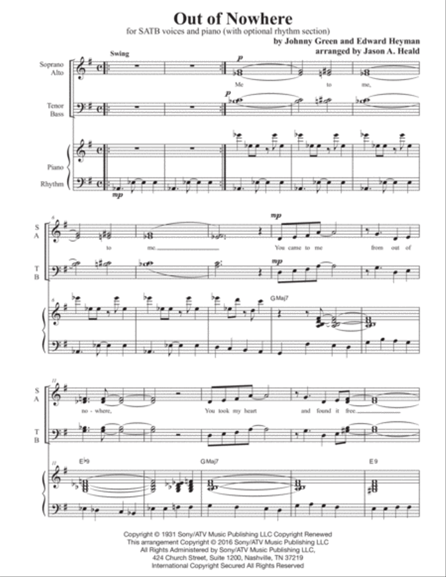 Out Of Nowhere 4-Part scores gallery preview page 3