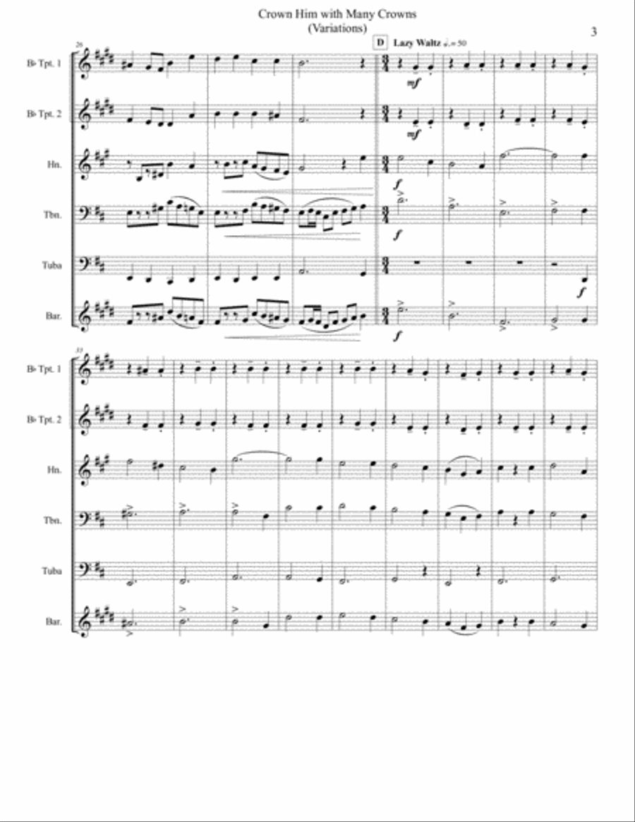 Crown Him with Many Crowns for Brass Quintet Brass Quintet scores gallery preview page 3